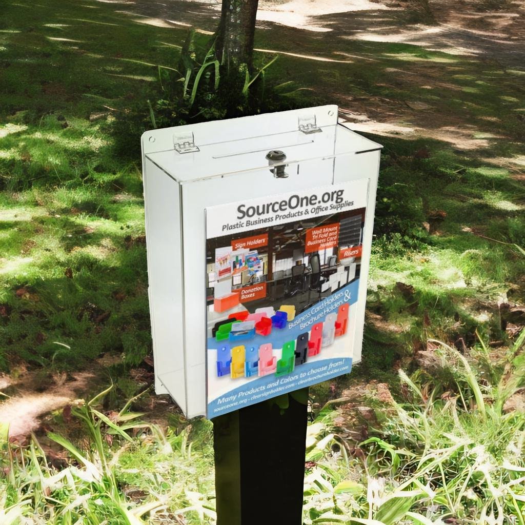 8.5" x 11" Wall Mount Comment Box or Donation Box with Front Sign Holder