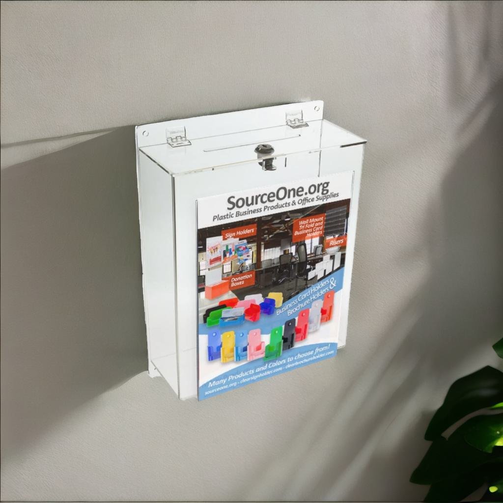 8.5" x 11" Wall Mount Comment Box or Donation Box with Front Sign Holder