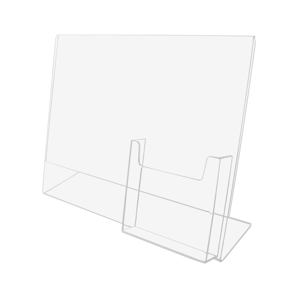 Slant Back Sign Holder with Brochure Pocket