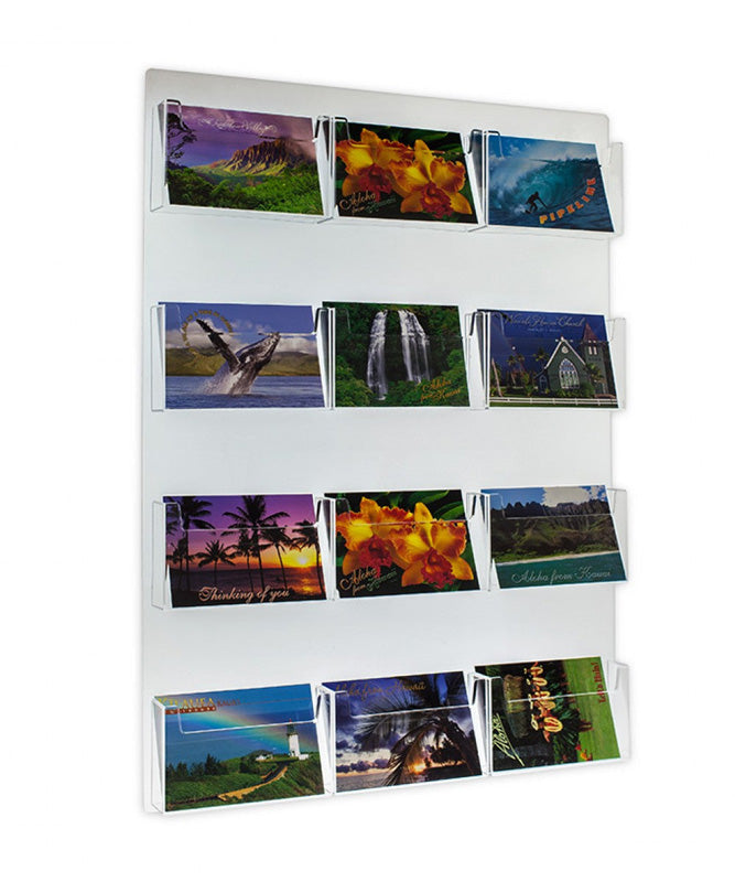 12 pocket wall mount post card holder