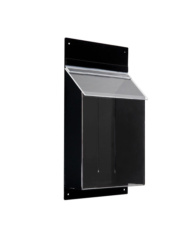 4-Pocket Outdoor Brochure Holder with Lid, Black