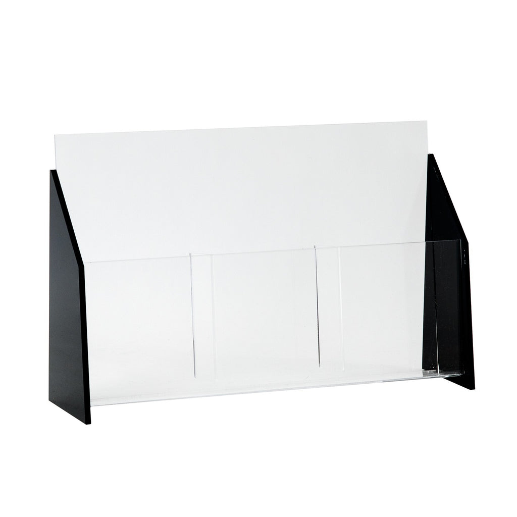Black Acrylic Trifold Brochure Holder for Countertop, Holds 4 x 9 Brochures