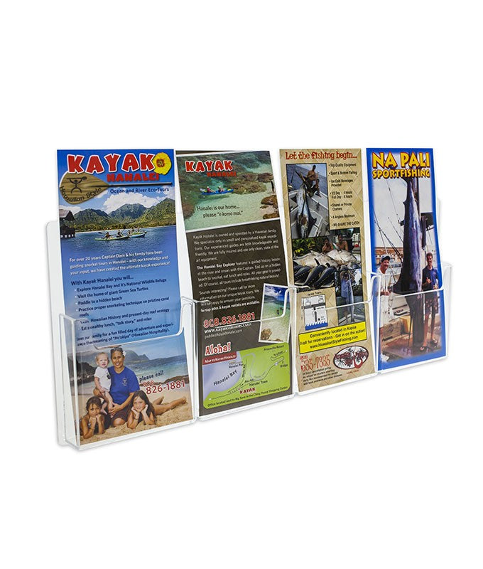 4-Pocket Wall Mount Trifold Brochure Holder