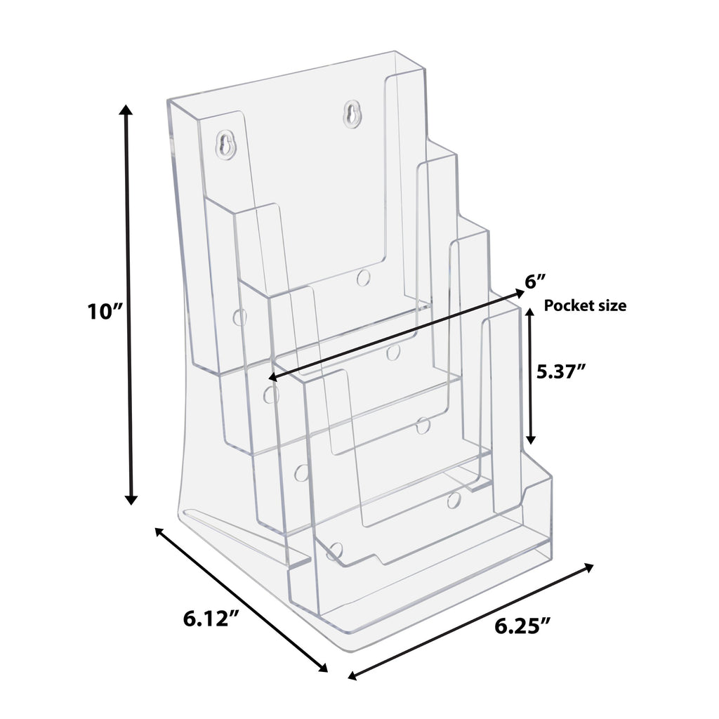 6" Bifold 4-Tier Brochure Holder "booklet Style"