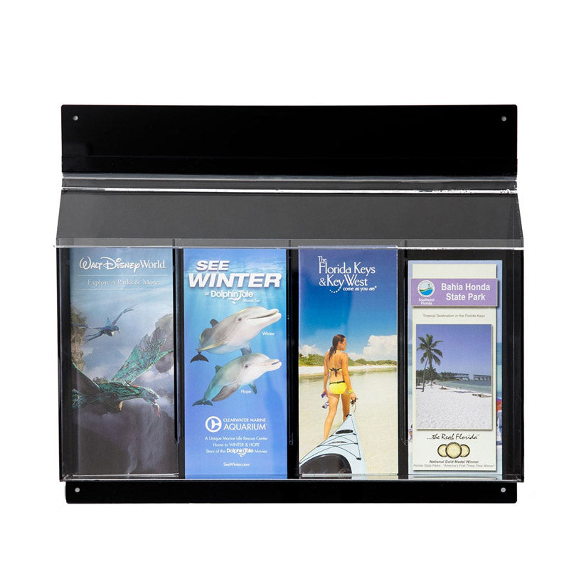 4-Pocket Outdoor Brochure Holder with Lid, Black