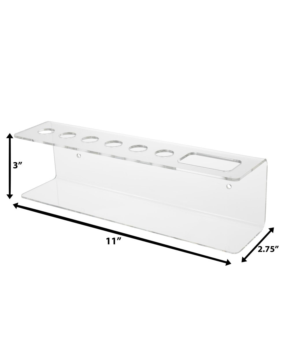 Clear Acrylic Wall Mountable 10 Slot Dry Erase Marker and Eraser Holder