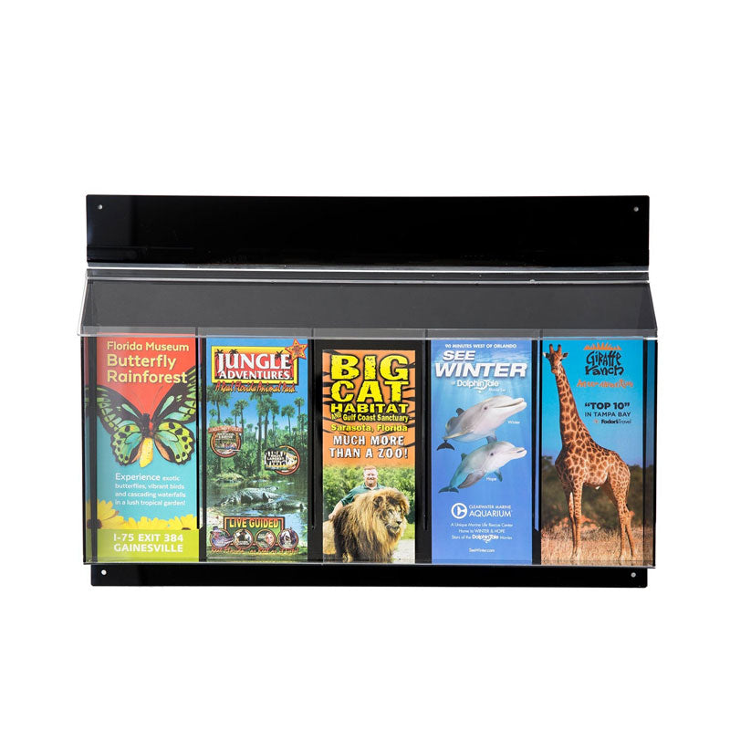 5-Pocket Outdoor Brochure Holder with Lid, Black