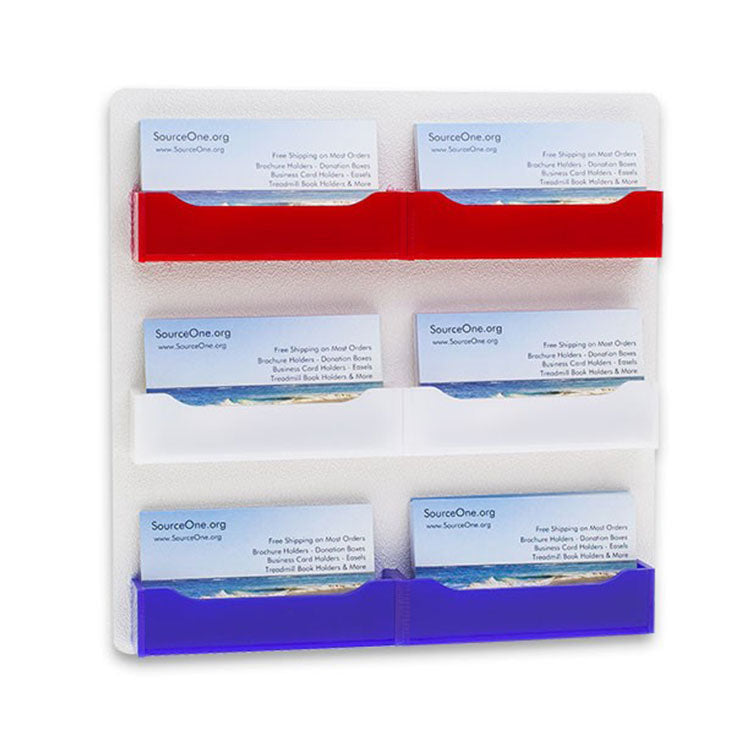 Clear 6 Pocket Wall Mount Business Card Holder