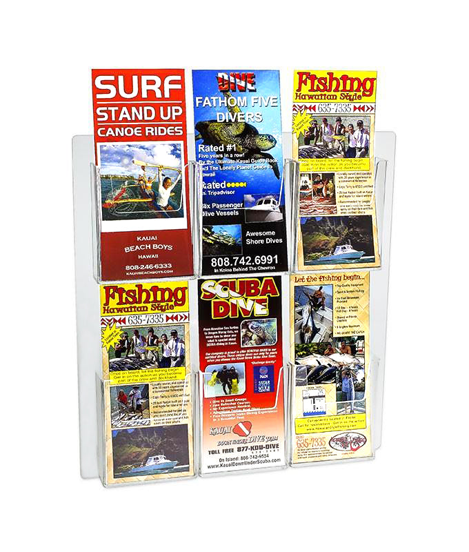 6-Pocket Wall Mount Trifold Brochure Holder