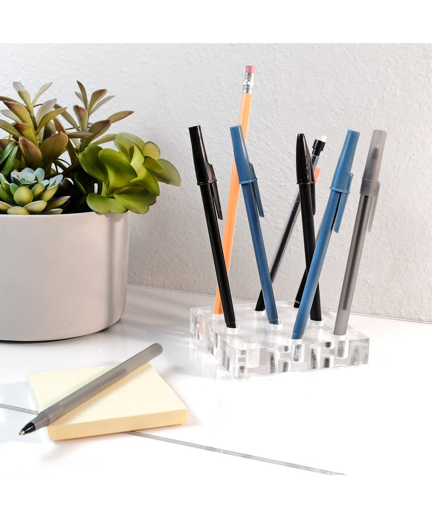 Premium Modern Clear Acrylic Pen Holder