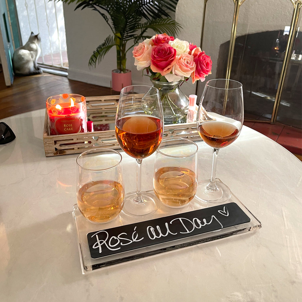 Clear Acrylic 4 Cup Flight Paddle With Chalkboard