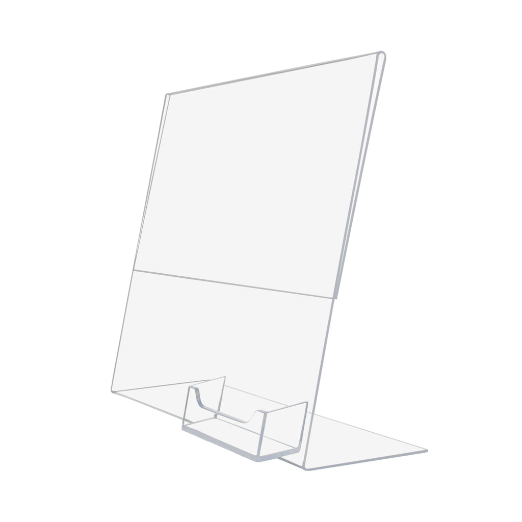 Slant Back Sign Holder with Business Card Pocket