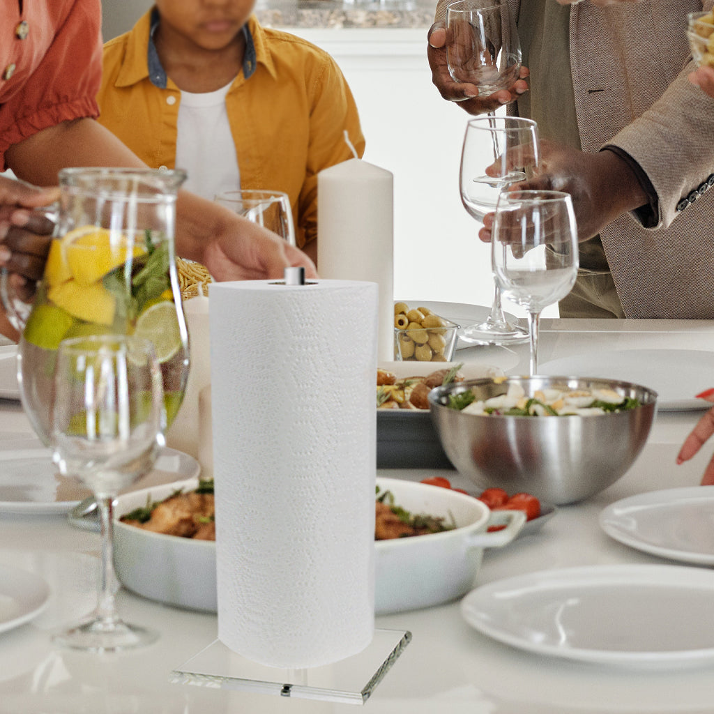 Dealpoli Paper Towel Holder Countertop Clear Acrylic Paper Towel Dispenser,  Premium Arcylic Paper Towel Holder Stand for Kitchen Countertop