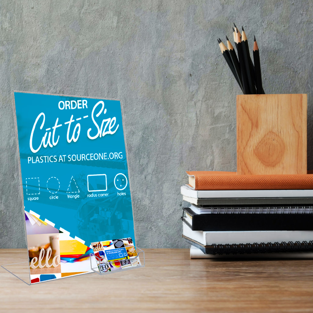 Slant Back Sign Holder with Business Card Pocket