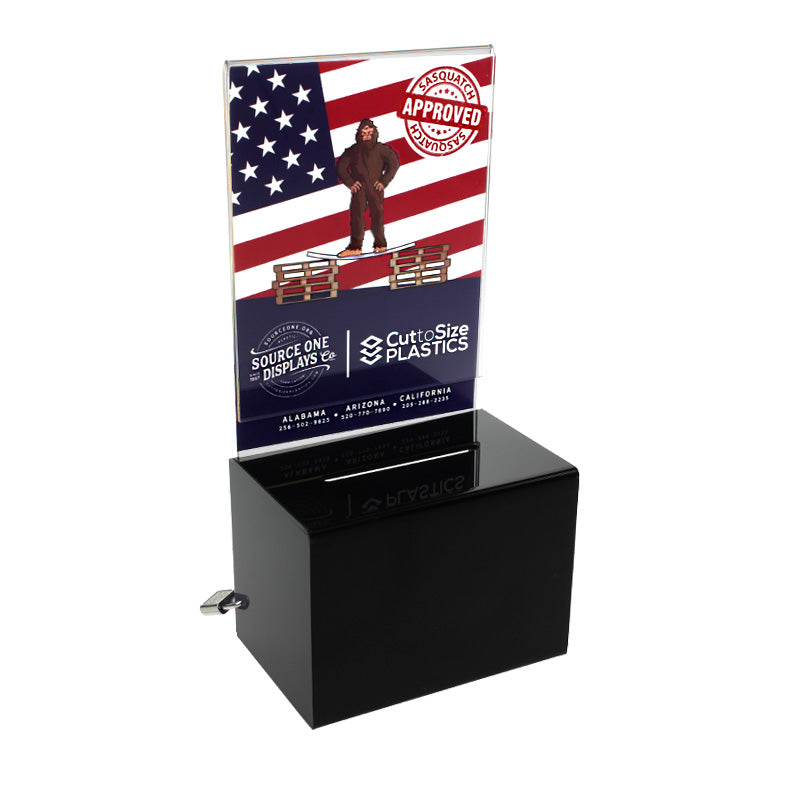 5" Oblong Donation Box with Sign Holder