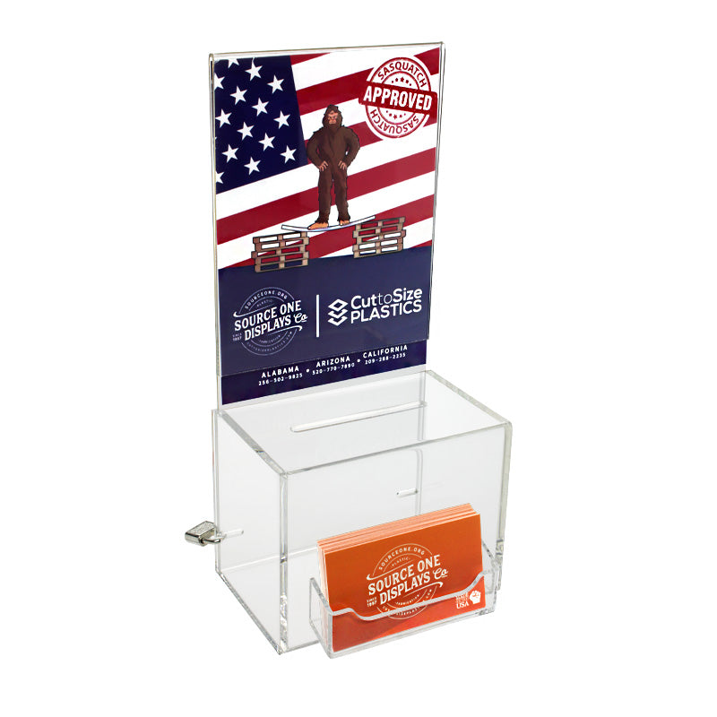 Small Oblong Donation Box with Business Card Holder