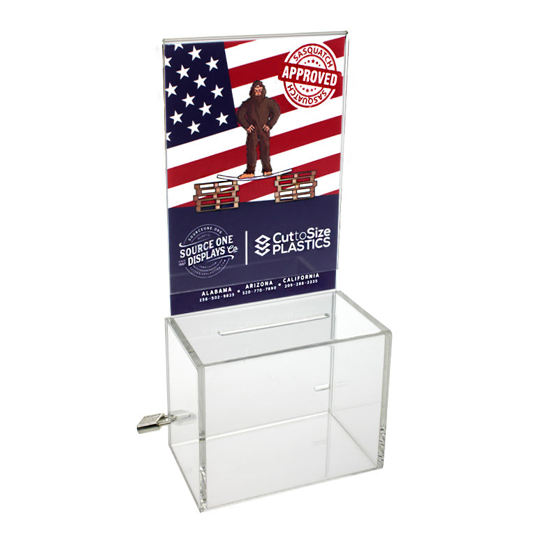 5" Oblong Donation Box with Sign Holder