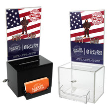 Load image into Gallery viewer, Small Oblong Donation Box with Business Card Holder