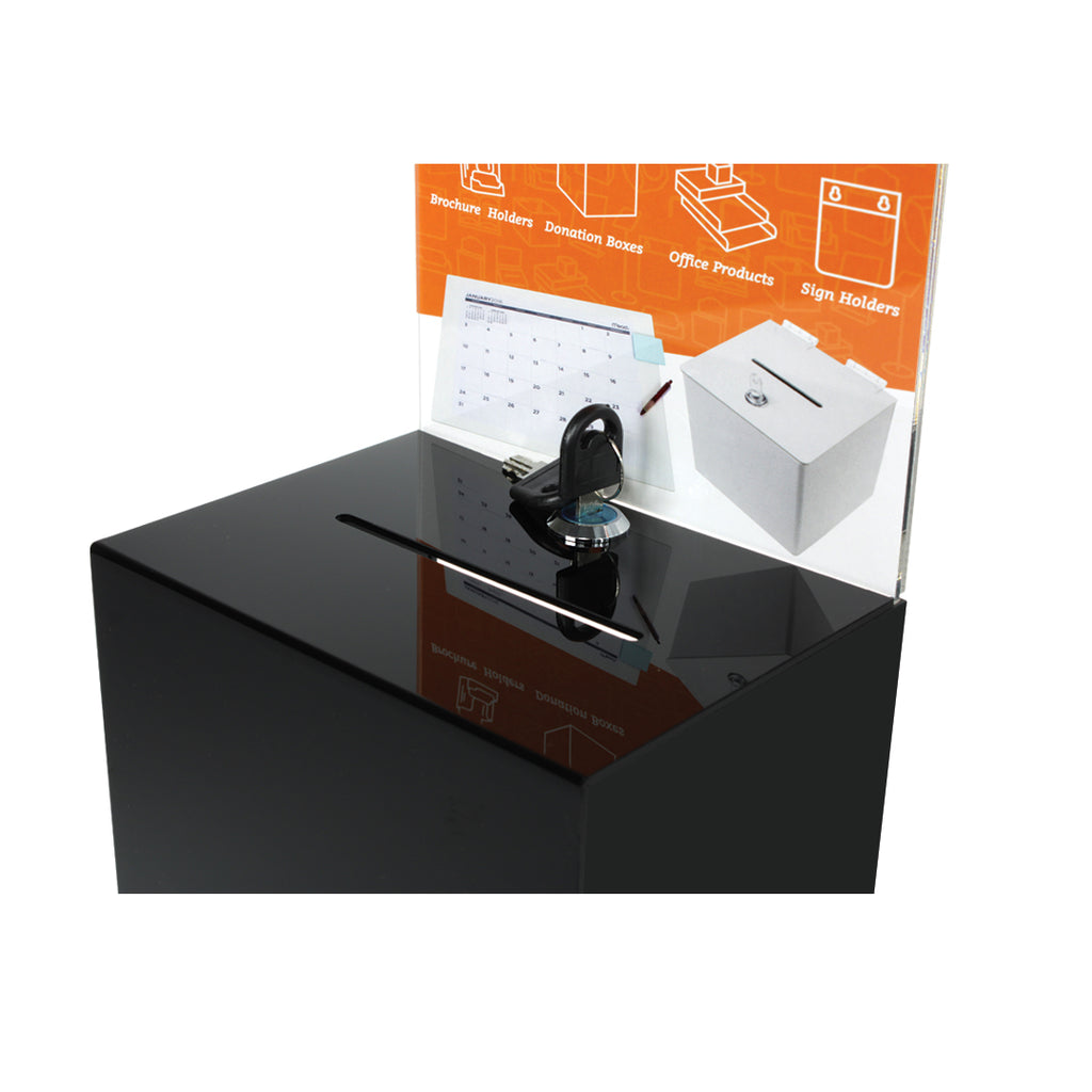 Tall Donation Box for Charity with 6.75″ x 8.5″ Sign Holder