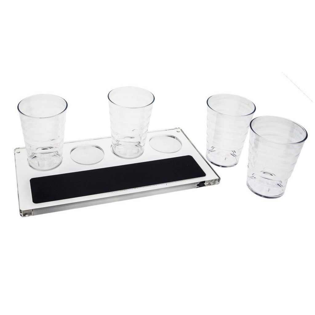 Clear Acrylic 4 Cup Flight Paddle With Chalkboard