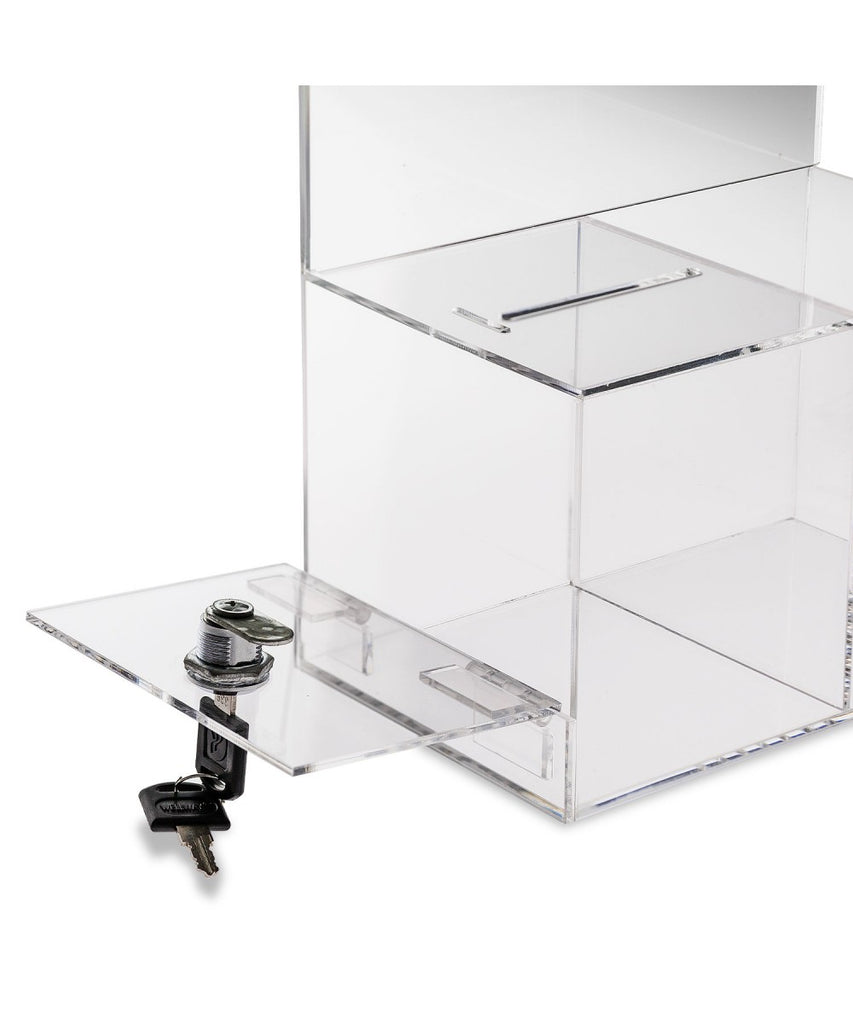 Donation Box with Two Compartments, 8″ x 6″ Sign Holder