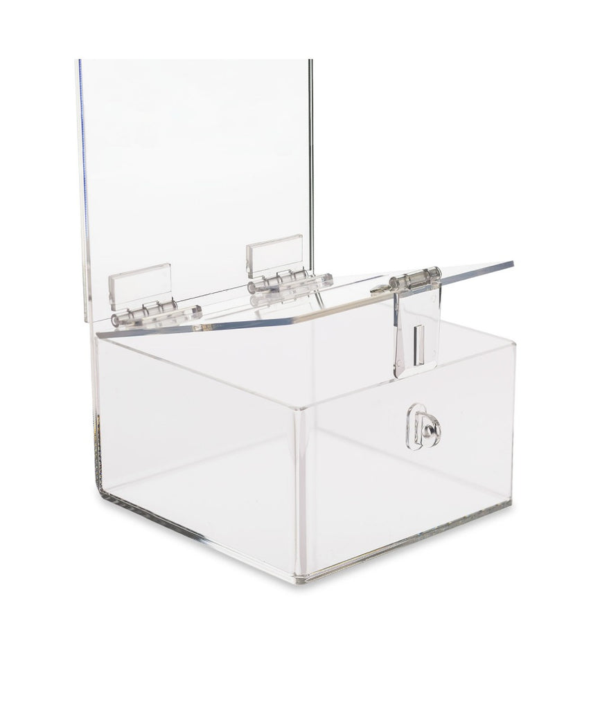 Charity Box with Hasp Lock, 5″x 7″ Sign Holder