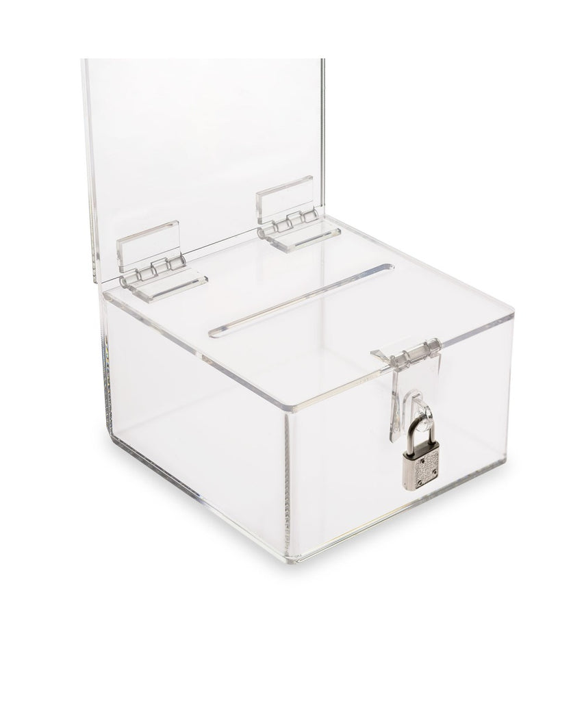 Charity Box with Hasp Lock, 5″x 7″ Sign Holder