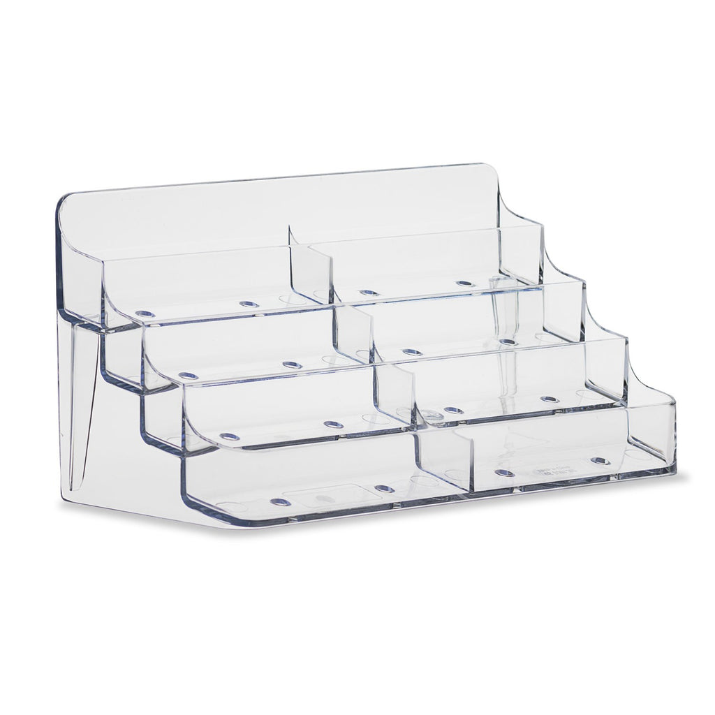 8 Pocket Business Card Holder for Countertop, 4-Tier Clear