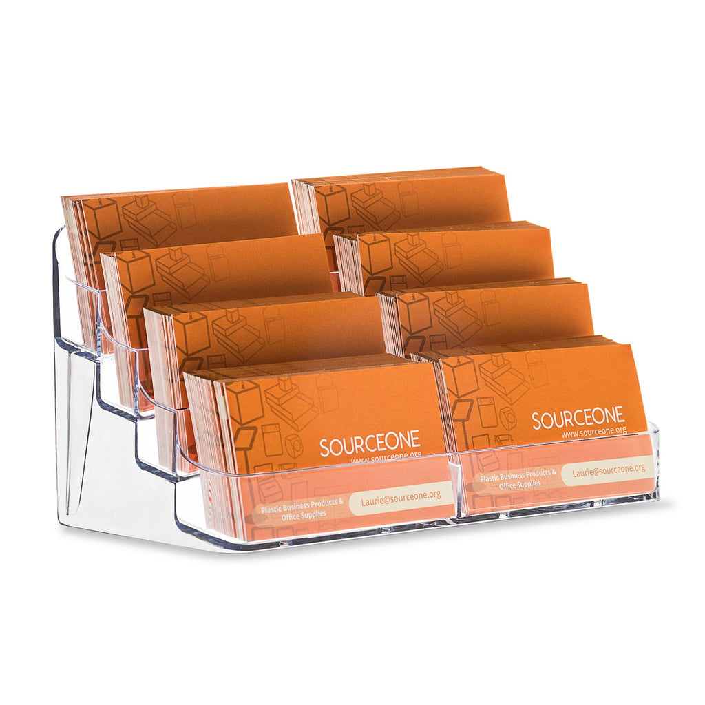 8 Pocket Business Card Holder for Countertop, 4-Tier Clear