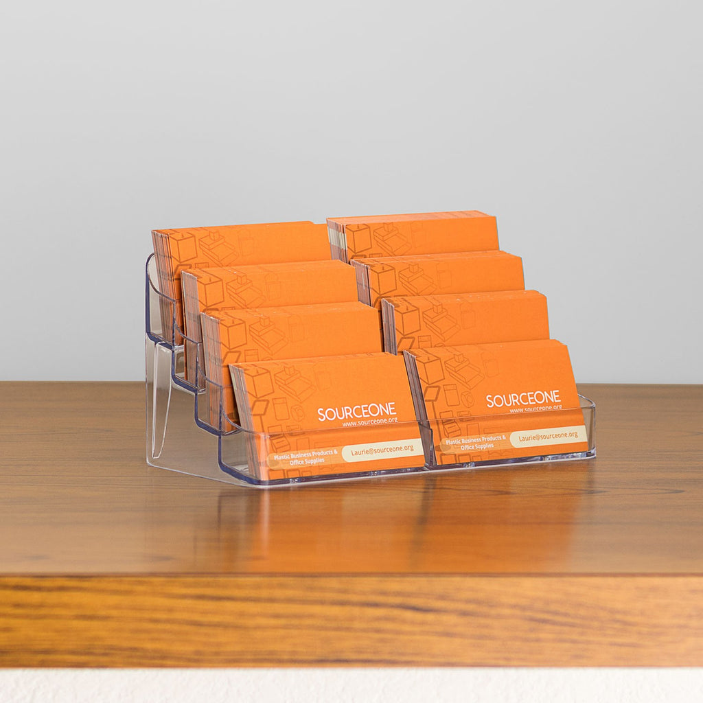 8 Pocket Business Card Holder for Countertop, 4-Tier Clear