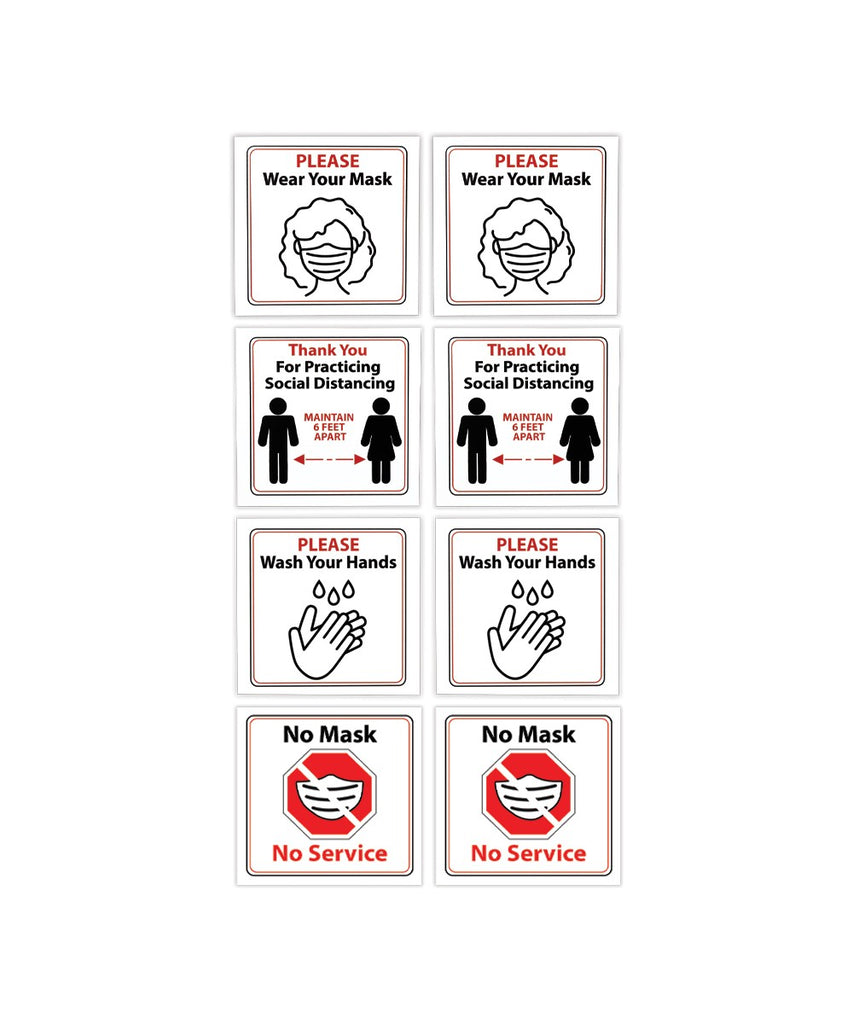 Wash Hands, Wear a mask, Social Distancing Signs