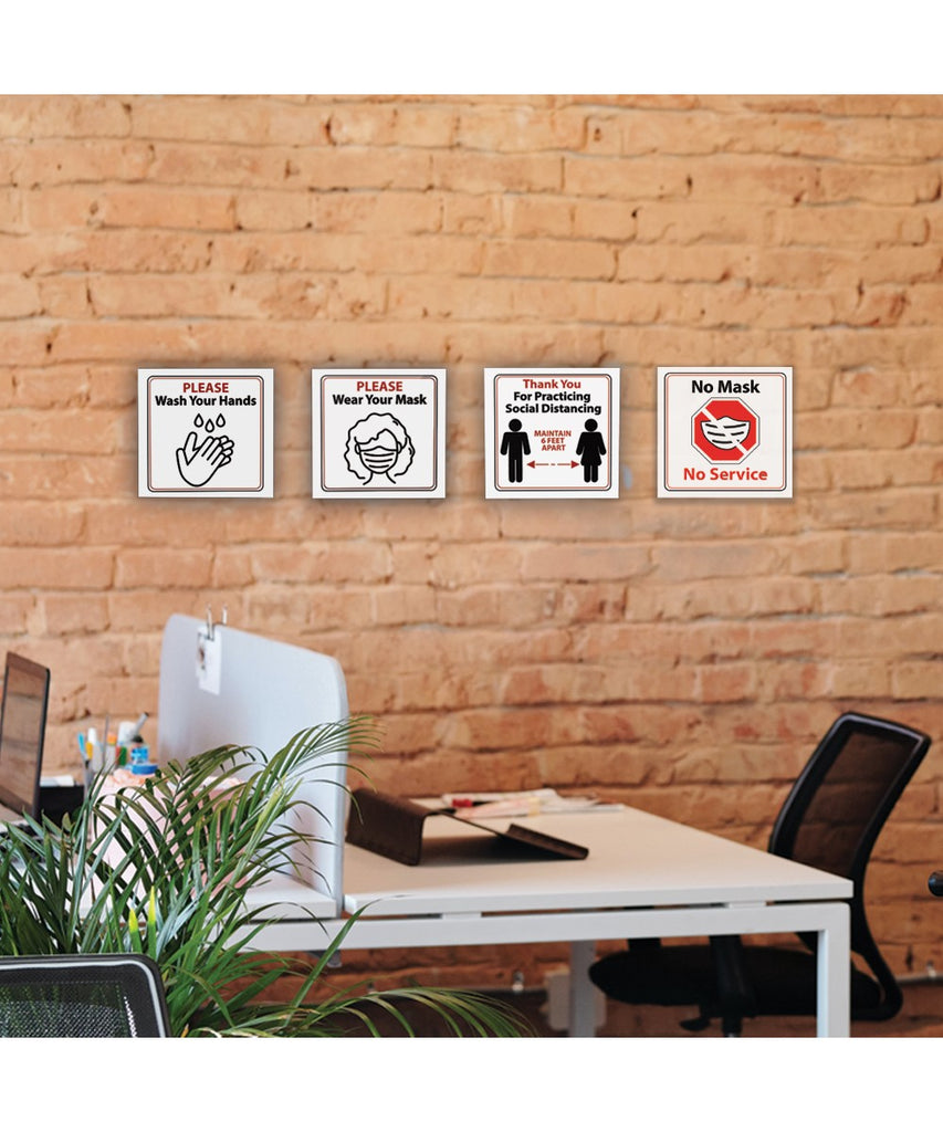 Wash Hands, Wear a mask, Social Distancing Signs