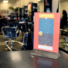 Load image into Gallery viewer, Upright & Top Loading Table Tent Sign Holder