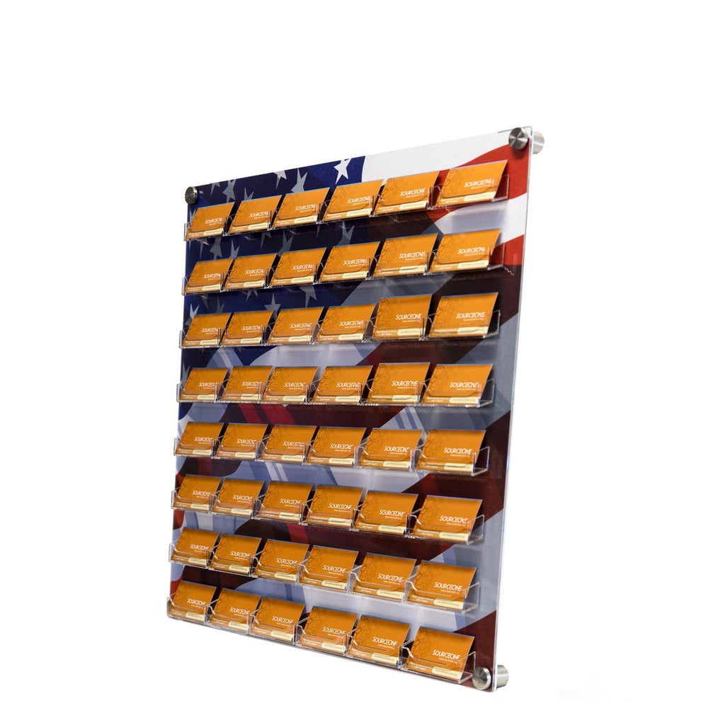 48 Pocket Wall Mount Business Card Holder with Printed Backing