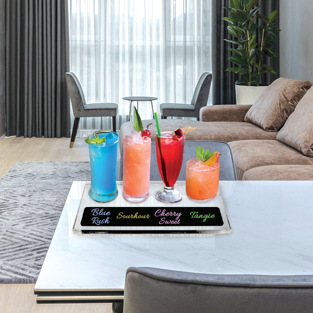 Clear Acrylic 4 Cup Flight Paddle With Chalkboard