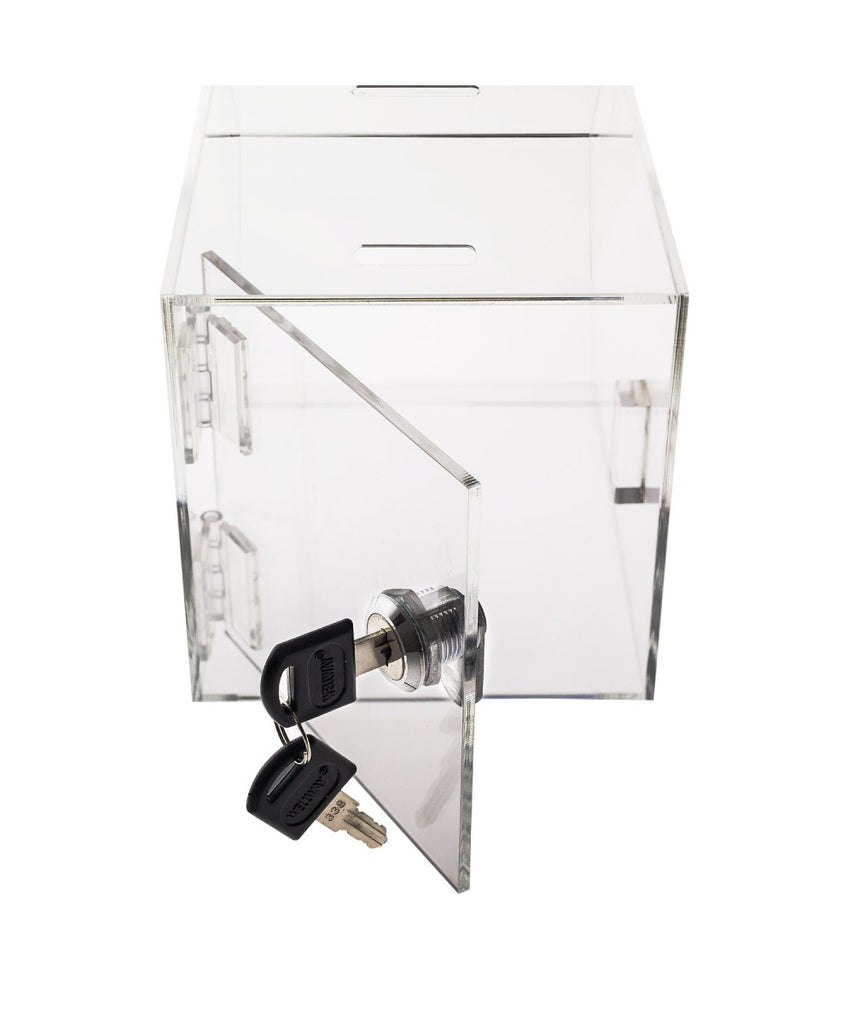 Rear Locking Door Donation Box or Ballot Box with Keys