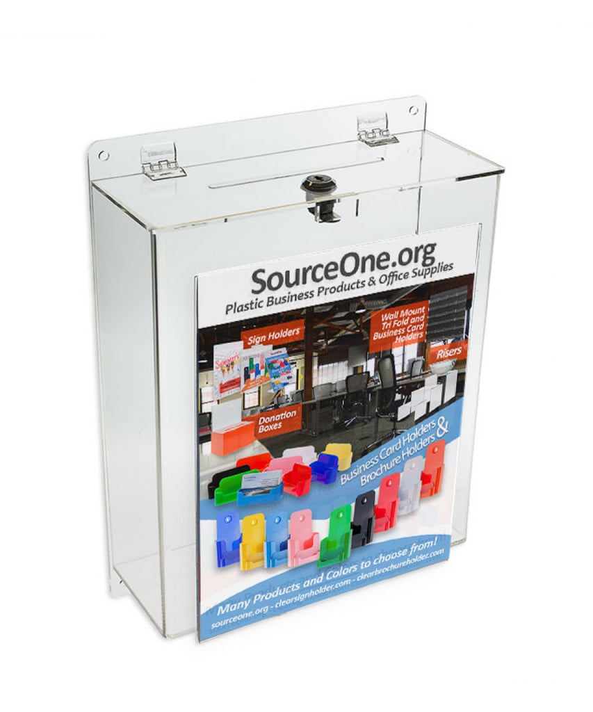 8.5" x 11" Wall Mount Comment Box or Donation Box with Front Sign Holder