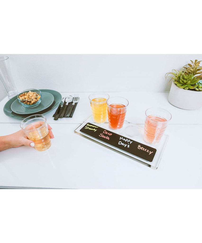 Clear Acrylic 4 Cup Flight Paddle With Chalkboard