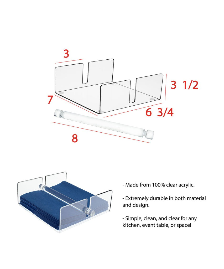 Clear Acrylic Flat Napkin Holder for outdoors or indoors