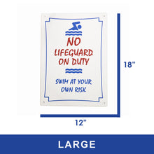 Load image into Gallery viewer, No Lifeguard On Duty Sign