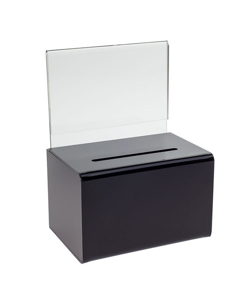 Oblong Donation Box with Sign Holder