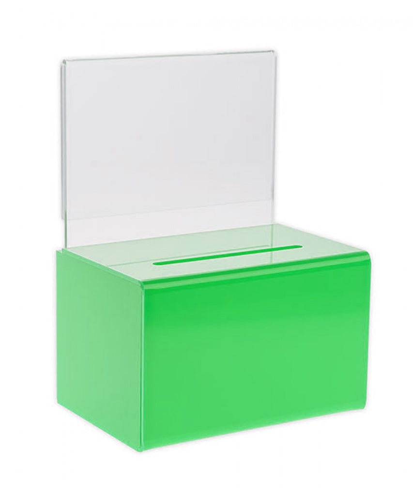 Oblong Donation Box with Sign Holder