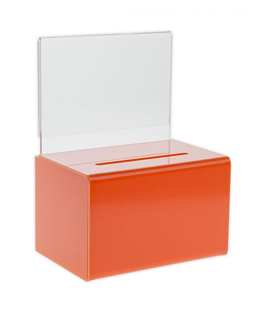 Oblong Donation Box with Sign Holder