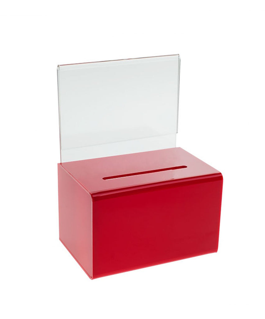 Oblong Donation Box with Sign Holder