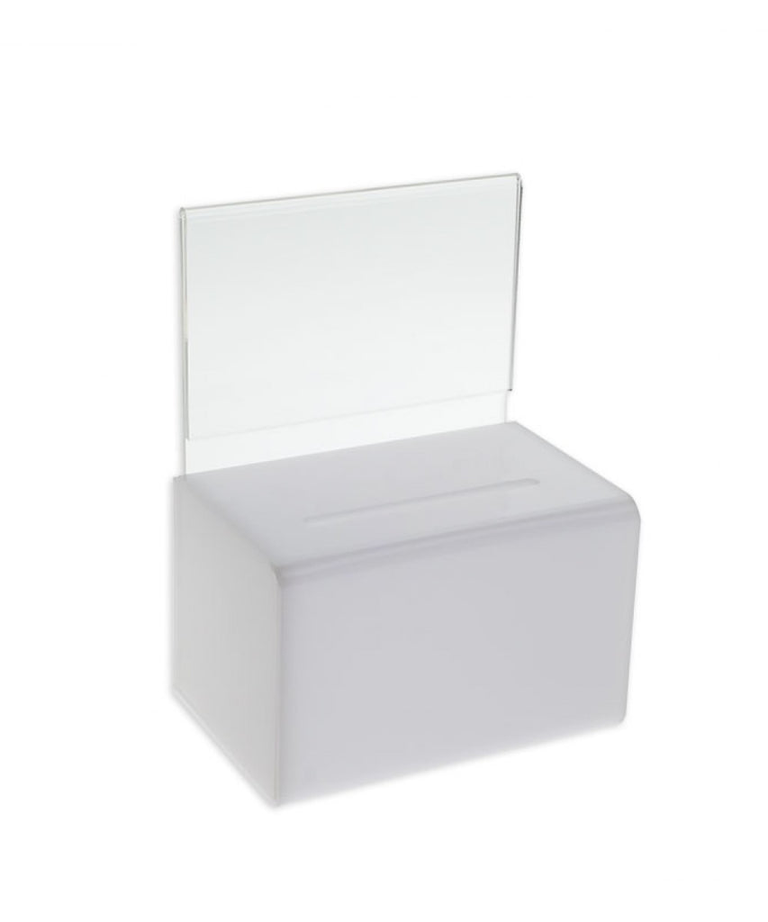 Oblong Donation Box with Sign Holder