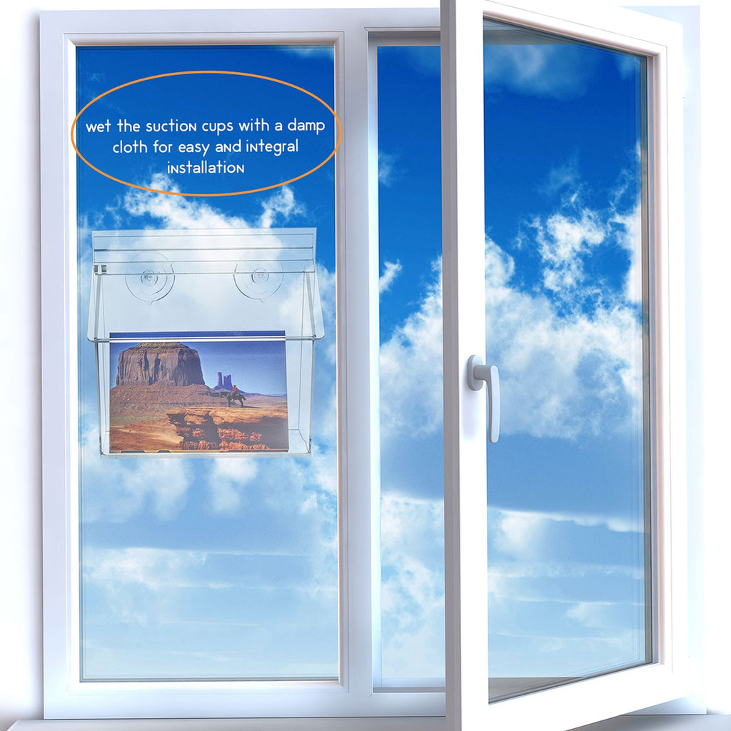Postcard Holder with Lid for Outdoor Use, Window Glass Mount