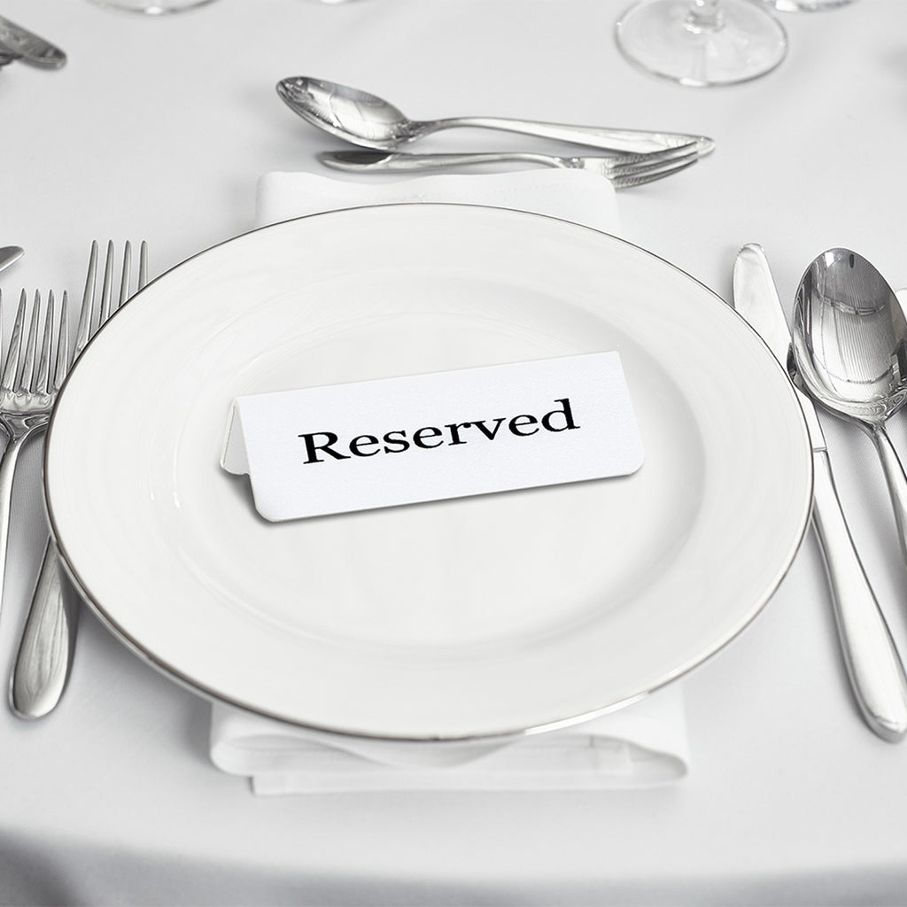 White Reserved Table Sign, Set of 6