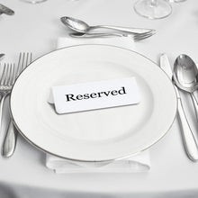 Load image into Gallery viewer, White Reserved Table Sign, Set of 6