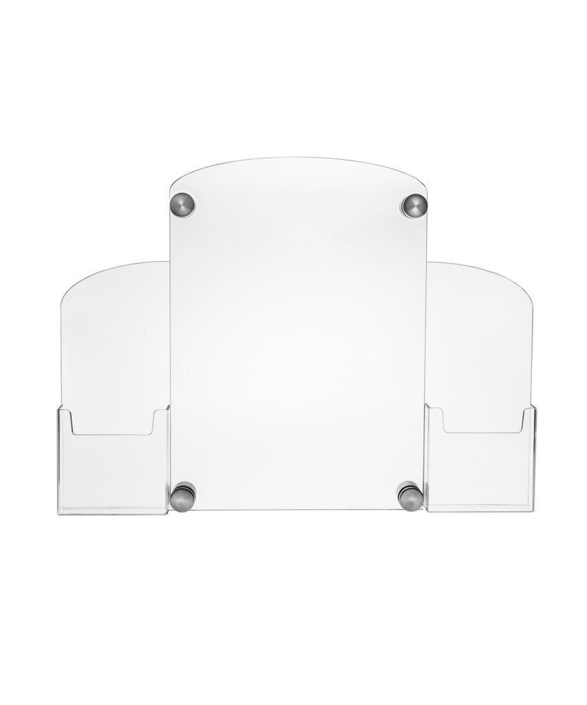 Sign Holder with Bottom Brochure Pockets for Wall Mount