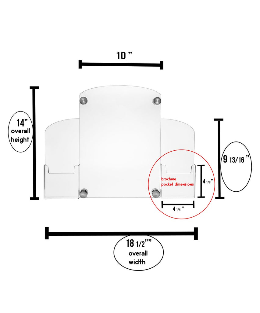 Sign Holder with Bottom Brochure Pockets for Wall Mount